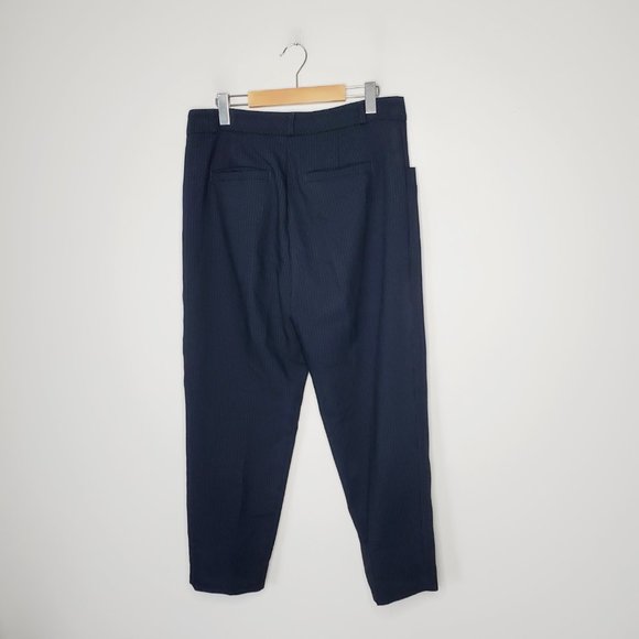 Banana Republic Pants Straight Drape High Rise Tapered Dotted Black Navy 8 - Picture 7 of 14